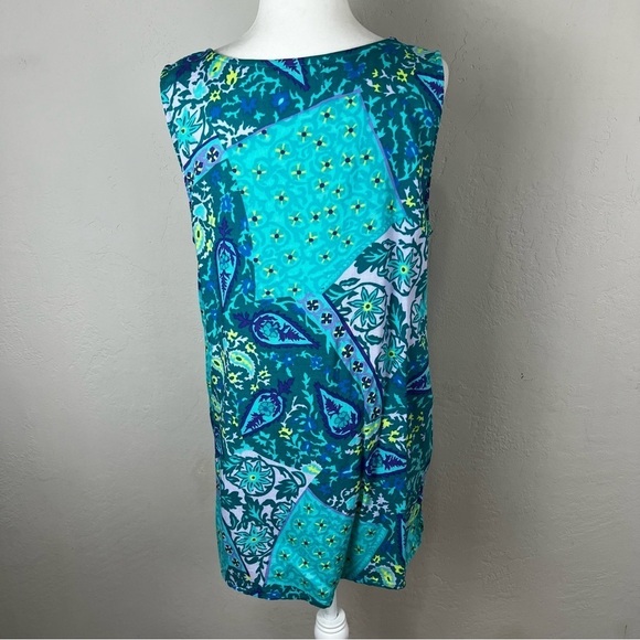 Diane von Furstenberg Color Authority Paisley Viscose Rayon Tunic Tank Size L - Picture 6 of 11